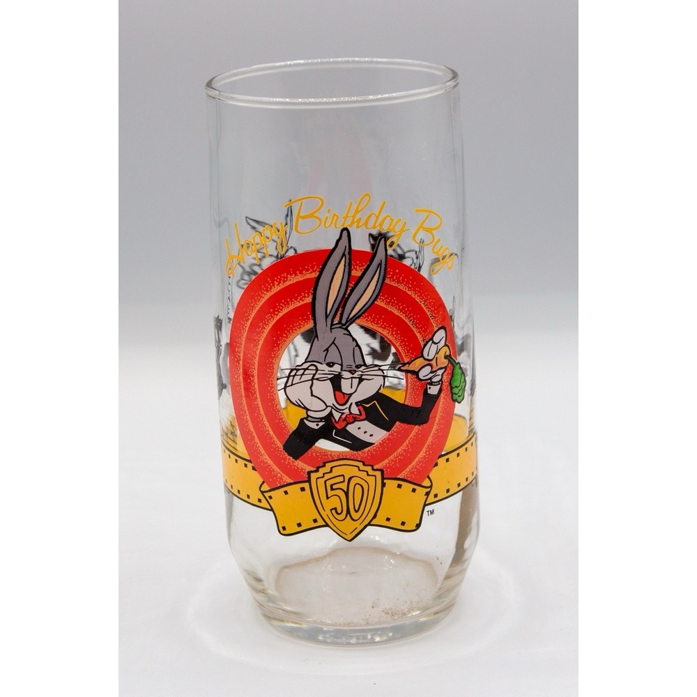 SALE Bugs Bunny Happy Birthday 50th Anniv Glass‎ Warner Bros. Looney Tunes 1990